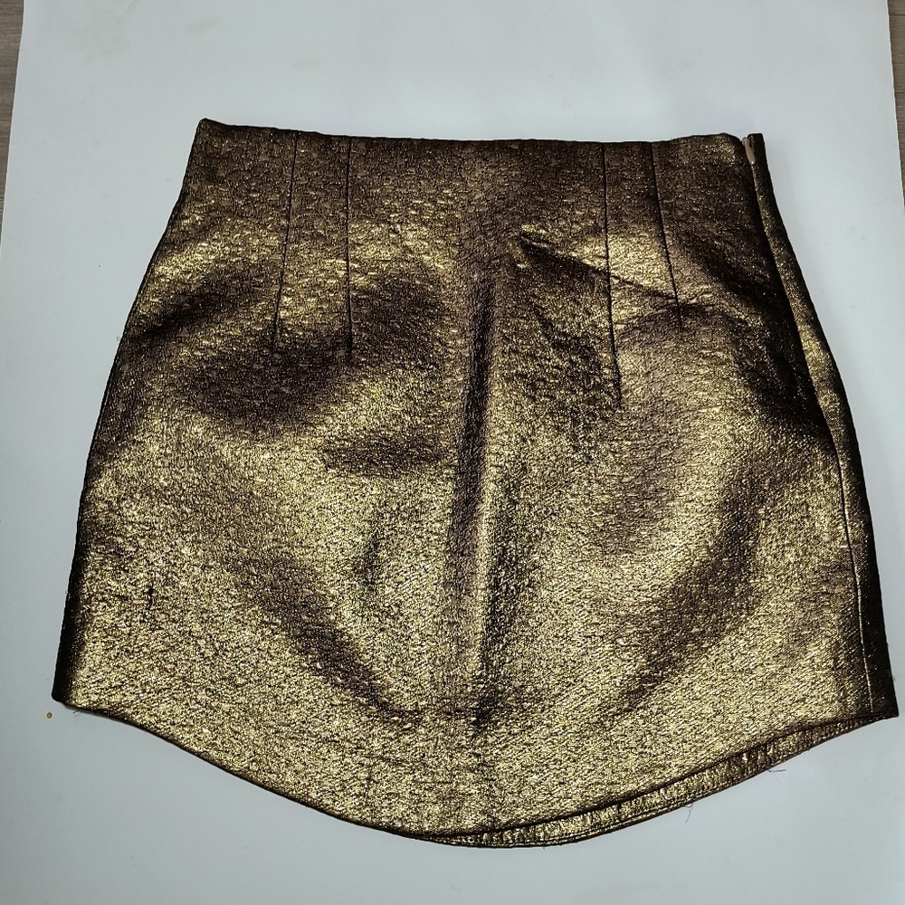 Zara Women's Metallic Asymmetric Mini Skirt, Size XS